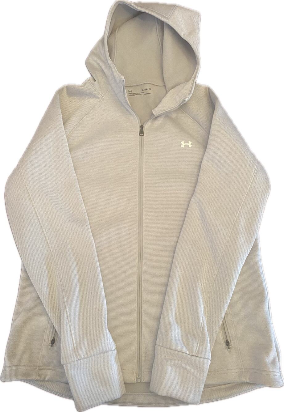 Under Armour ColdGear Full Zip Hoodie Jacket Gray Men’s XL Loose Fit Waffle Knit